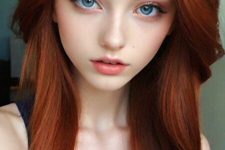 AI girl with red hair wallpaper