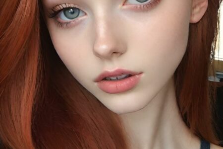 AI girl with red hair wallpaper