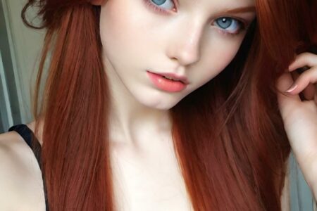 AI girl with red hair wallpaper