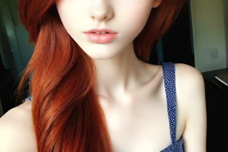 AI girl with red hair wallpaper
