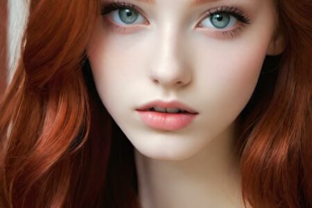 AI girl with red hair wallpaper