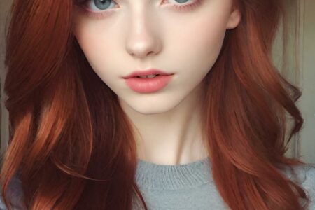 AI girl with red hair wallpaper