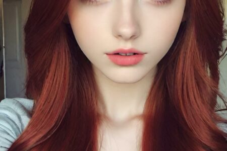 AI girl with red hair wallpaper
