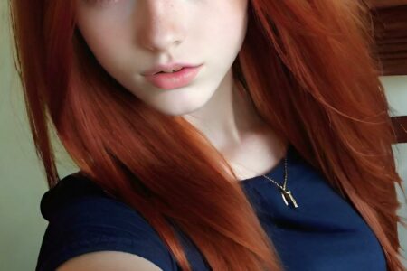 AI girl with red hair wallpaper