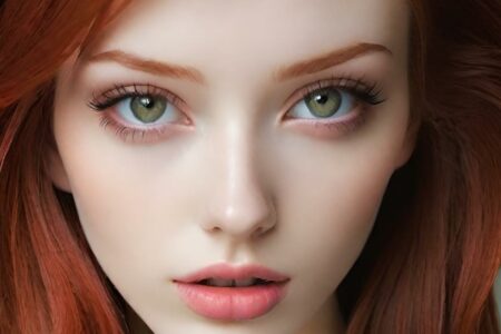 AI girl with red hair wallpaper