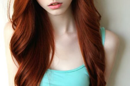 AI girl with red hair wallpaper