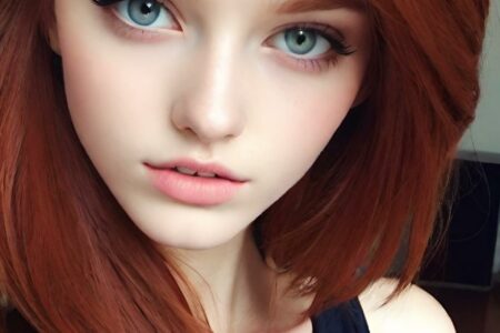 AI girl with red hair wallpaper
