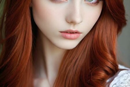 AI girl with red hair wallpaper