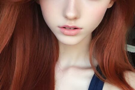 AI girl with red hair wallpaper