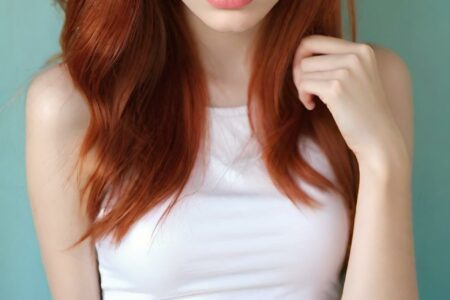 AI girl with red hair wallpaper