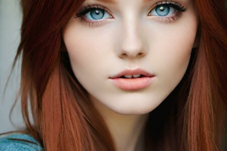 AI girl with red hair wallpaper