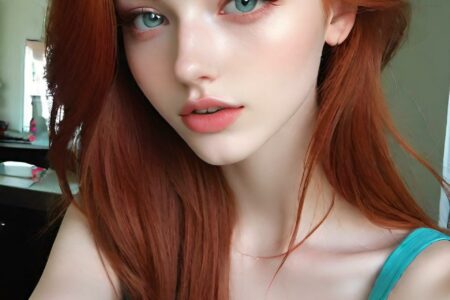 AI girl with red hair wallpaper
