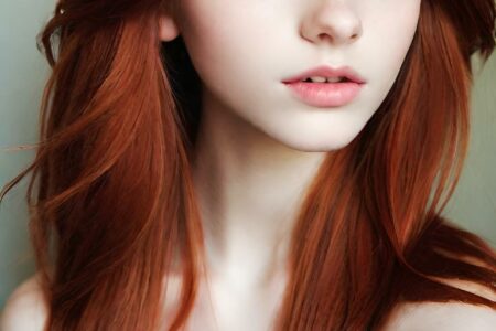 AI girl with red hair wallpaper