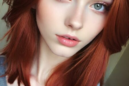AI girl with red hair wallpaper