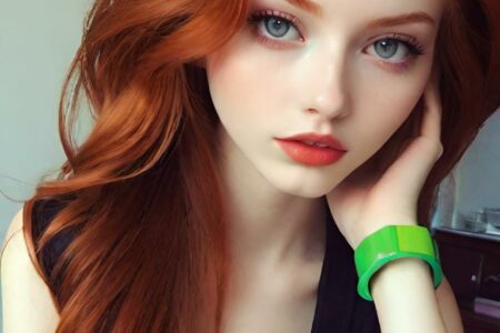 AI girl with red hair wallpaper