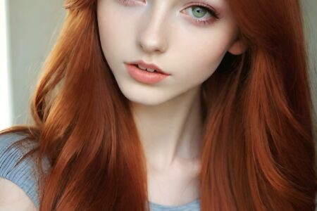 AI girl with red hair wallpaper