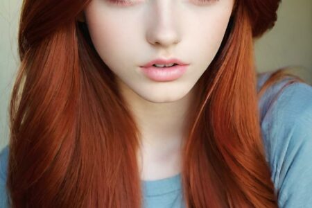AI girl with red hair wallpaper