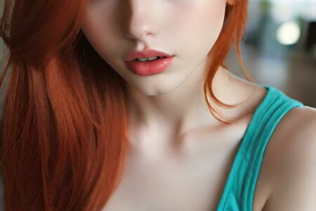 AI girl with red hair wallpaper