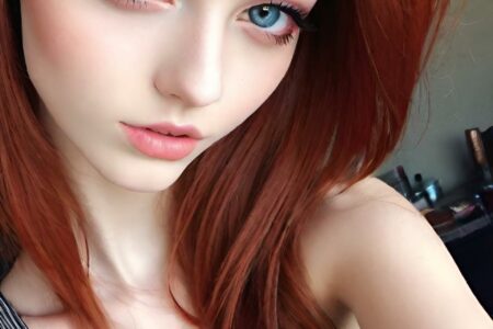 AI girl with red hair wallpaper