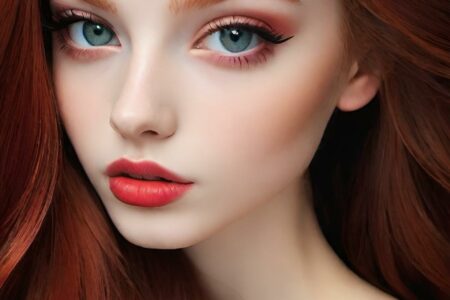 AI girl with red hair wallpaper
