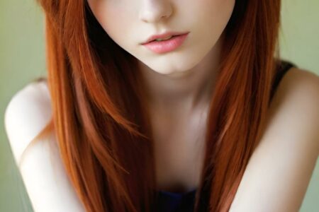 AI girl with red hair wallpaper