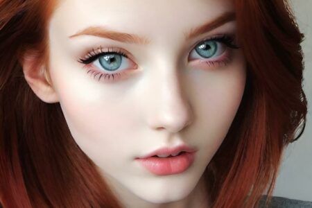 AI girl with red hair wallpaper