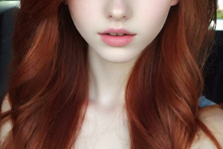 AI girl with red hair wallpaper
