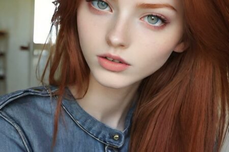 AI girl with red hair wallpaper