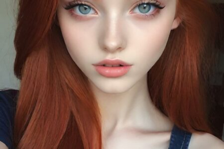 AI girl with red hair wallpaper