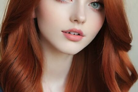 AI girl with red hair wallpaper