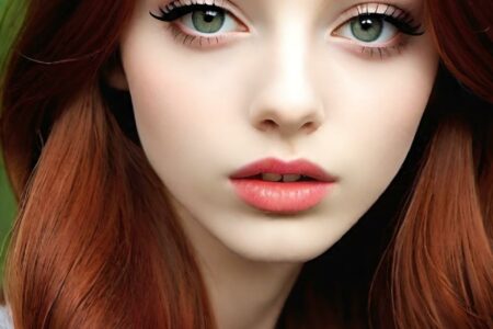 AI girl with red hair wallpaper