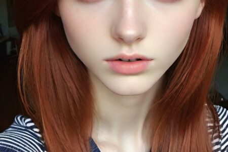 AI girl with red hair wallpaper