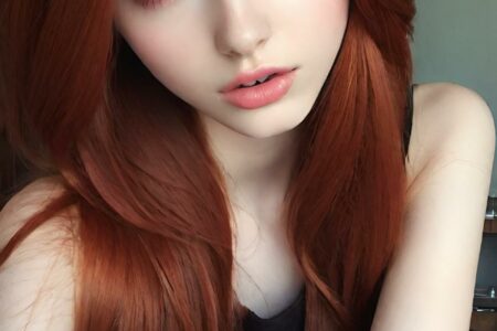 AI girl with red hair wallpaper
