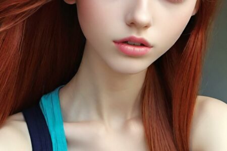 AI girl with red hair wallpaper