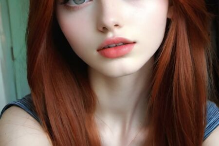 AI girl with red hair wallpaper