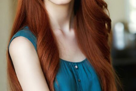 AI girl with red hair wallpaper