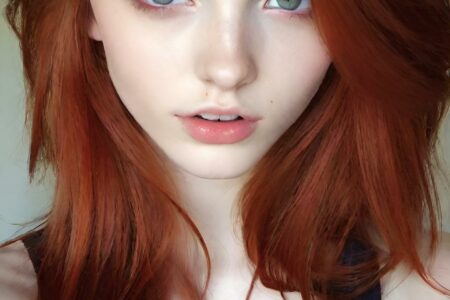 AI girl with red hair wallpaper