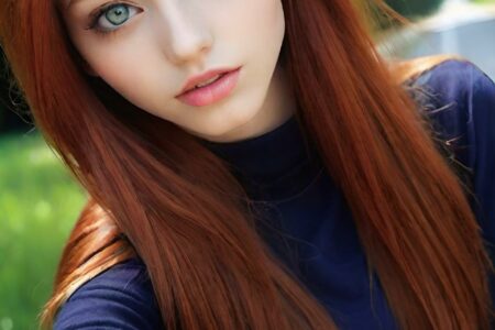 AI girl with red hair wallpaper