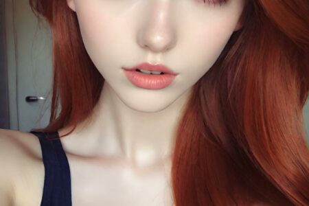 AI girl with red hair wallpaper