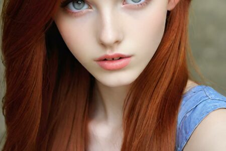 AI girl with red hair wallpaper