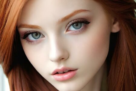 AI girl with red hair wallpaper