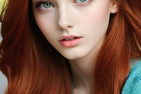 AI girl with red hair wallpaper