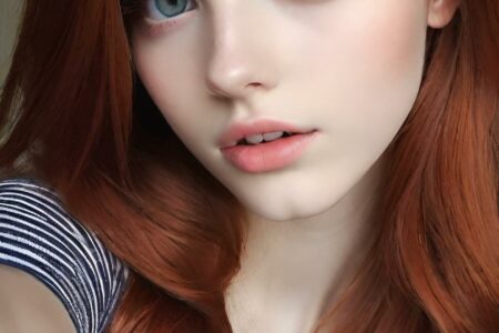 AI girl with red hair wallpaper
