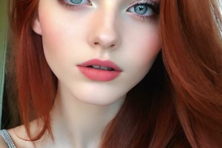 AI girl with red hair wallpaper