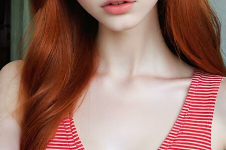 AI girl with red hair wallpaper