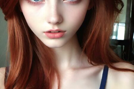 AI girl with red hair wallpaper