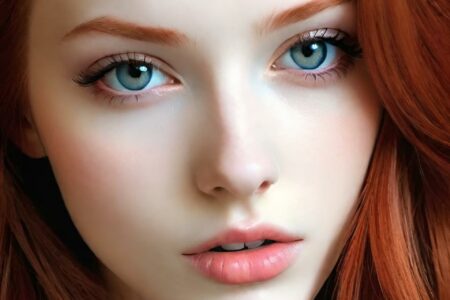 AI girl with red hair wallpaper