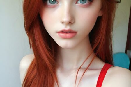 AI girl with red hair wallpaper
