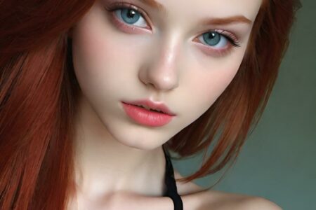 AI girl with red hair wallpaper