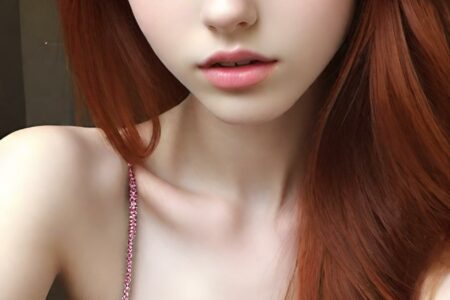 AI girl with red hair wallpaper